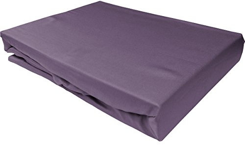 Bettwaesche-mit-Stil Mako Satin Spannbettlaken Spannlaken Spannbetttuch (180 cm x 200 cm, Matratzenhhöhe 21-30cm, Lila)