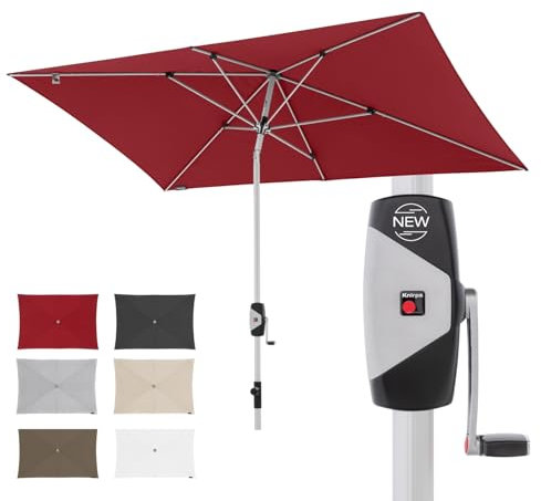 Knirps Automatic Sonnenschirm 260x165cm Bordeaux I innovativer UV-Schutz mit automatischem Öffnen & Schließen I stabiler Gartenschirm I Terrassenschirm kompakt I große Schirmfläche
