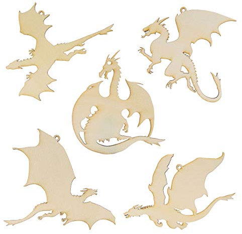 Summer-Ray 20 Wooden Dragon Laser Cutout DIY Craft Party Decoration Art Embellishment Room Decoration