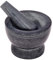 Divit Shilp Mortero y mortero, hecho de piedra dura pulida resistente, molinillo de piedra natural para especias, pastas, hierbas, condimentos, etc. (Grey with Rings)