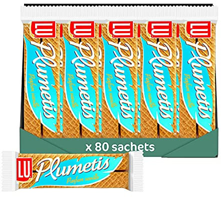 LU Plumetis Parfum Vanille - Gaufrette Fourrée à la Vanille - Idéal pour le Goûter - Pack de 80 Sachets (23,4 g)