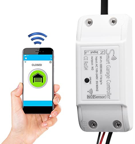 Controlador de Puerta Garaje Inteligente, Abridor Remoto WiFi Universal Compatible Registro Historia Consulta con Múltiples Modos Notificación Sistemas Seguridad la del Dispositivo(100 240V EU PLUG)