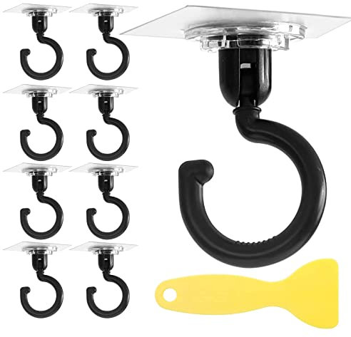 Haken Selbstklebend, 8 Stück 360° Drehbar Deckenhaken mit Schaber, Ohne Bohren Handtuchhaken, Klebehaken Transparent Wasserdicht Wandhaken,5kg Belastung Magische Haken für Bad Küche Büro Schlafzimmer