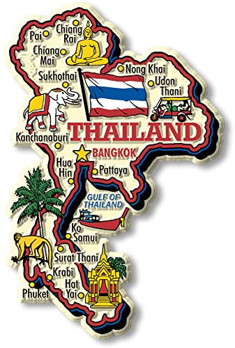 Thailand Jumbo Country Map Magnet by Classic Magnets, 3D Rubber Vintage-Style Collectible Souvenirs and Gifts Made in The USA