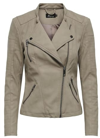 Only Onlava Faux Cuir Biker Otw Noos Veste, Femme, Weathered Teak, 32