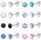 Chriscoco 8 Paar Damen Ohrringe Chirurgenstahl - Tragus Helix Piercings Mit Opal Türkis Mondstein - Flache Knorpel Piercings Ohrloch Stecher Set Silber 6 mm