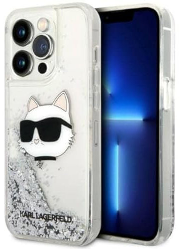 KARL LAGERFELD KLHCP14LLNCHCS Hülle für iPhone 14 Pro 6,1 Silber hardcase Glitt