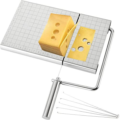 RRMMAN Affettatrice per formaggi, taglierina per formaggi, taglierina per formaggio in acciaio inossidabile con scala di dimensioni accurate per burro di formaggio dotato di 5 fili sostituibili