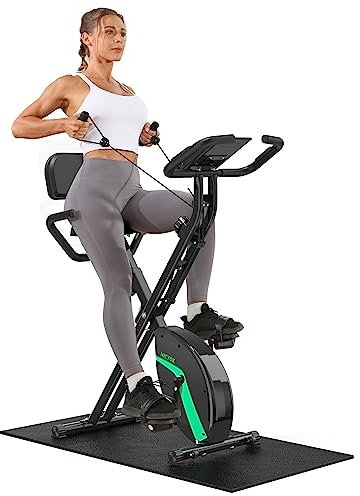 Micyox MX600 Heimtrainer Fahrrad Magnetisches Heimtrainer mit Rückenlehne Heimtrainer Fahrrad Klappbar mit LCD-Display und Herzfrequenzsensor Heimtrainer mit Widerstandsbändern