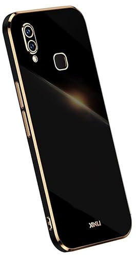 Topme Custodia in Silicone per Redmi Note 7 (6.3 Inches), [ Cover per Telefono in Stile Bordo Dorato] - Nero