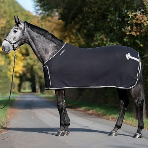Kavalkade Fleece-Abschwitzdecke mit Brustlatz - abnehmbar für Pferd, Schwarz, Winter, Adult, Maschinenwäsche, Decke, Haustierdecke