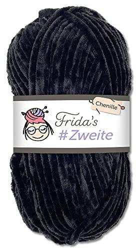 Frida's #Zweite Wolle 100g Chenille Wolle Amigurumi Stricken & Häkeln weich (11 - Schwarz)