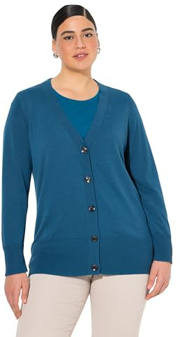 Ulla Popken Damen Strickjacke blaugrün 54+