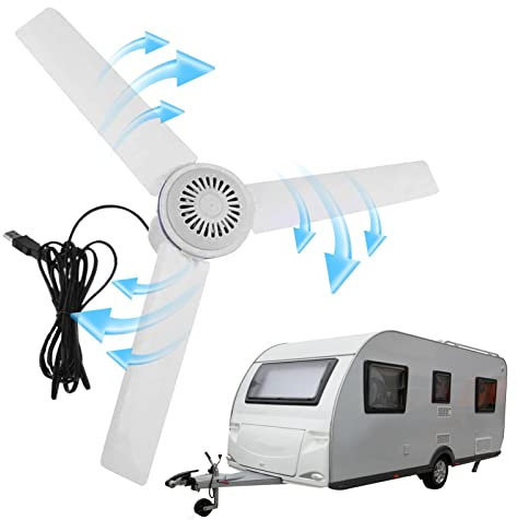 Ventilador de techo USB - Ventilador de techo para campo USB con toma exterior - Ventilador de techo de camping portátil a batería para dormitorio, casa, , cama,