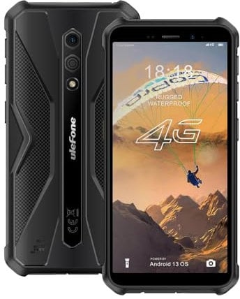 Ulefone Armor X12 Rugged Smartphone Android 13, Max 6GB RAM 32GB ROM/256GB, 13MP Underwater Camera, 3-Card-Slot, 4G Mobile Phones SIM-Free Unlocked, 5.45 inch Tough Display, NFC, UK Phone, Black