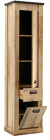 Schuhschrank Garderobenschrank Used Wood hell Holz und anthrazit/grau Flur Diele Schrank Mehrzweckschrank im industriellen Design 51 x 201 cm Stove (Schuhschrank)
