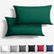 Alreya 2er-Set Mako Satin Kissenbezug 40 x 80 cm - 100% Baumwolle mit YKK Reißverschluss, Superweicher Kopfkissenbezug, Kissenhülle, Oeko-TEX® Standard Zertifiziert, Waldgrün, nur Kissenbezug