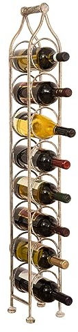 Biscottini Botellero de vino de hierro forjado, 105 x 15 x 16 cm, porta botellas de vino, capacidad para 8 botellas, vino blanco antiguo, botellero de suelo