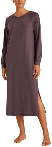 CALIDA Deepsleepwear Warming Langarm-Nachthemd Damen, Länge 120cm, wärmender Merino-Tencel™ Mix Soft Taupe 32-34