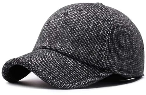 Winter-Baseballmütze mit Ohrenschützern, Winter Baseball Cap mit Ohrenklappen, Unisex Warme Wolle Kappe Full Cap Ohrenschutz Wollcap Outdoor Visor Sport Mütze Ski Baseballkappe (Cotton, Grau)