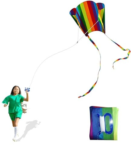 Drachen für Kinder, Beach Kite Rainbow, Regenbogendrachen, Bunter Taschendrachen mit Langem Schwanz, Outdoor-Aktivitäten für Anfänger, Kinder und Erwachsene, Geschenk für Jungen und Mädchen