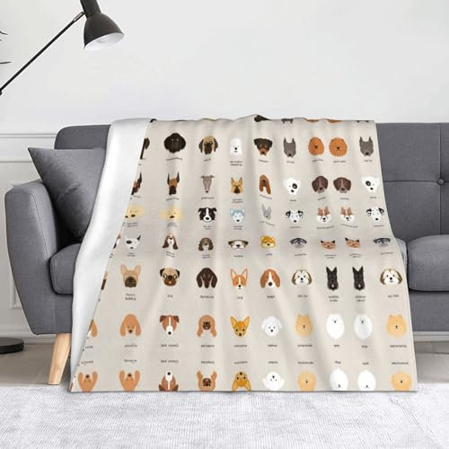 SCAUA Decke mit Hundemotiv, weich, warm, Flanell, Überwurf für Zuhause, Bett, Sofa, 127 x 152 cm