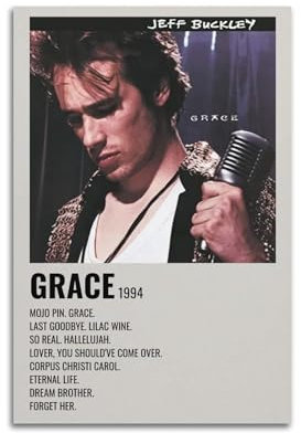 ZaMouss Jeff Buckley Album Grace Leinwandposter, Wandkunst, Dekoration, Wohnzimmer, Schlafzimmer, Dekoration, Poster, 30 x 45 cm, ungerahmter Stil