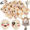 20mm Holzperlen mit Gesicht,Yueser 80 Stück Holzkugeln mit Gesicht für Sorgenwurm 20mm Holzperlen mit Gesicht Sorgenwürmchen Holzköpfe mit Gesicht Glückswürmchen Perlen mit Gesicht Holzkugeln mit Loch