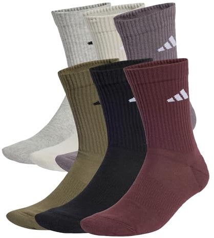 adidas Unisex CUSHIONED CREW SOCKS 6 PAIR PACK 6.5