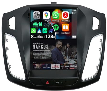 BXLIYER | 6G+128G Octa-Core | Android 14 Autoradio für Ford Focus MK3 (2012-2017) Radio GPS Navigation - Kabellos CarPlay Android Auto - IPS 9.7 Zoll 2 Din - DSP Lenkradsteuerung WiFi DAB 360-CAM Navi