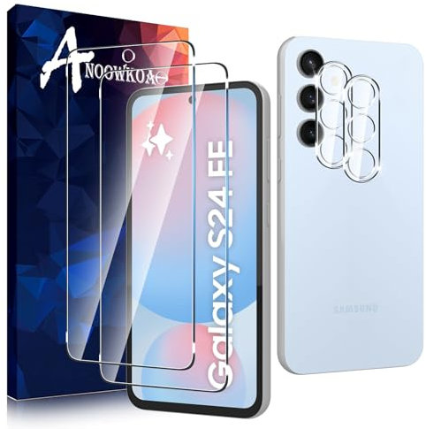 Anoowkoa 2+2 Pack for Samsung Galaxy S24 FE 5G Screen Protectors and Camera Lens Protectors Guard Tempered Glass Film, Anti Fingerprints Protective Film