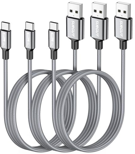 SUNGUY Cable USB C, [3 Piezas 1m] Carga Rápida a Sincronización Cable USB Tipo C Compatible con iPhone 16/15 Pro Max, Galaxy S24 S23 S22, 40 P30 P20, Redmi