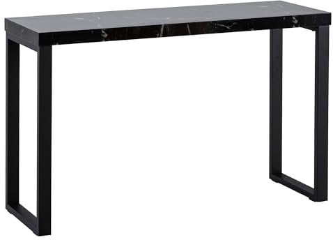 FineBuy Konsolentisch Marmor-Optik Schwarz Hochglanz 120x40x76 cm Design Anrichte Flur, Ablagetisch Schmal, Flurtisch mit Metallbeine, Dielentisch Lang Hoch, Kleiner Schreibtisch