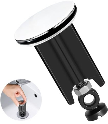Tapon Lavabo de Fregadero Pop-Up Universal, Desague Fregadero de 40 mm para Lavabo, Tapón Fregadero Cocina de Altura Ajustable, Adecuado Ara Bañeras de Cocina, Goma de Latón, Negro