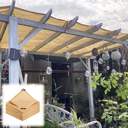Schattenstoff, 90 %, Sonnenschutz, 2 x 4 m, 3 x 3 m, 3 x 4 m, 3 x 5 m, 4 x 5 m, 4 x 6 m, 5 x 5 m, mit Ösen für Pflanzen, Garten, Gewächshaus, Schatten, Sonnensegel, Markise, 10 x 20 m, Beige