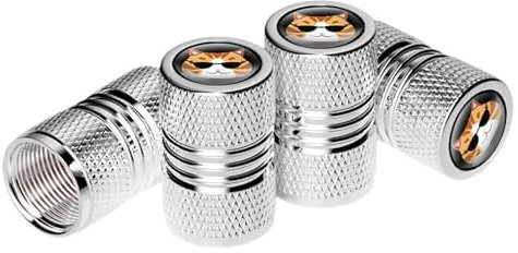 Alu Ventilkappen 4 Stück Ventildeckel, Katze -Muster Aluminium Auto-Reifen -Ventil, Ventilkappen Auto Metall, Fahrradventil Kappe Ventilabdeckung Reifenventil-Kappen PKW SUV Motorrad Fahrrad