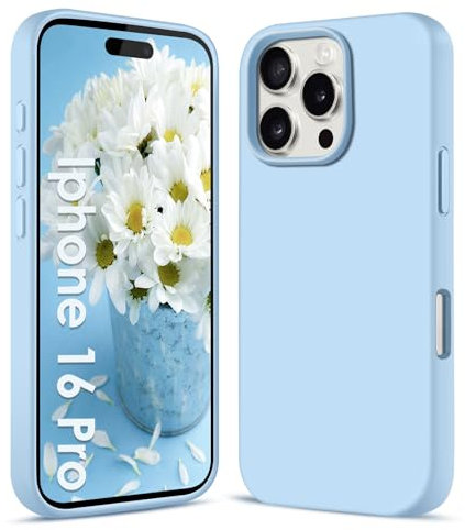 Filoto Liquid Silicone Case for iPhone 16 Pro (6.3 inch) - Ultra Thin Full Body Protective Case, 4-Layer Shockproof Structure, Soft Scratch Resistant Microfiber Lining, Light blue