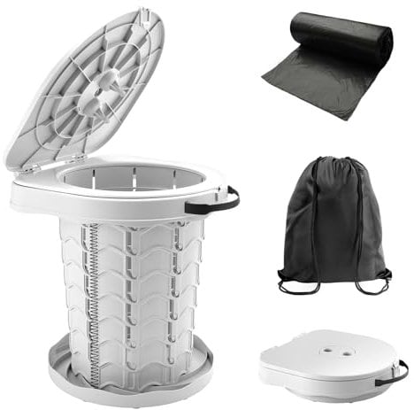 Portable Toilets for Adults with Bag - imodomio Folding Camping Toilet Bucket with Lid & Handle, Car Travel Toilet for Outdoor Emergency, Picnic, Fishing, Festival, Boating, Tent, Caravan, Load 397Lb