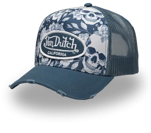 Von Dutch Kappe für Damen & Herren, verstellbar, Trucker-Kappe, bedruckt, blau / weiß, One size