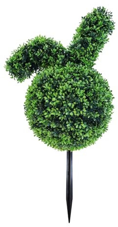 Kashyke Osterdeko Outdoor Groß Künstlich Buchsbaum Hase Gartenstecker Modern Ostern Frühling Deko für Draußen Garten Hasen Deko Osterhase Frühlingdeko Osterdekoration (#04)