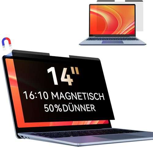 Magnetischer Laptop Sichtschutz für 14 Zoll Laptop 16:10, Sichtschutzfilte Abnehmbar Anti Blaulicht Blendschutz Blickschutzfolie Laptop Privacy Schutz Sichtschutz Displayschutz