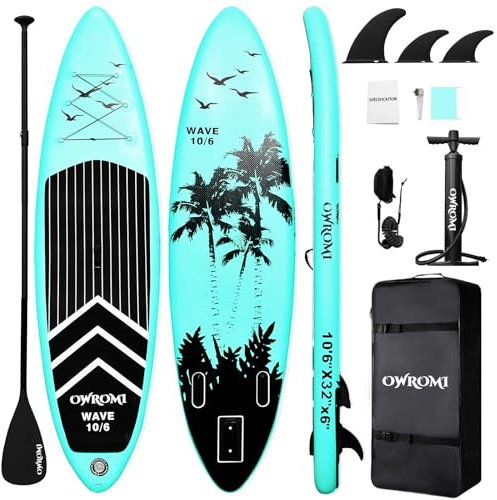 Inflatable Stand Up Paddle Board 10'6/326,SUP Surfboard for All Skill Levels Paddleboards with oar/Pump/Backpack/FootRope/Tail Fin/Waterproof Bag/Repair Kit