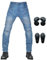 GEBIN Motorradhose Herren mit Protektoren, Motorrad Jeans Herren, Stretch-Slim-Fit Motorrad Jeans Biker Trousers (Blau,M)
