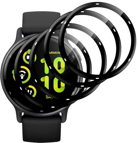 Eirltiy 4 Pièces Protection Écran Compatible avec Garmin Vivoactive 5 Verre Trempé, 3D Couverture Complète HD-Clair Protection D'écran Flexible Film Sensible au Toucher pour Garmin Vivoactive 5