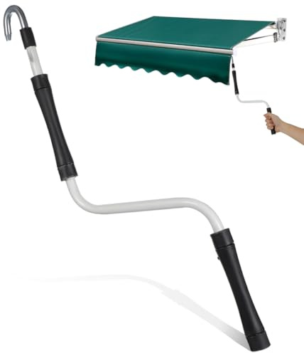 GALPADA Awning Crank Handle Manual Operation for Outdoor Sunshade Rain Canopy Ergonomic Metal and Rubber Construction Compatible with Roller Shutter and Retractable Awning Systems