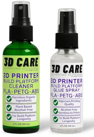3D Printer Adhesive Kit – Bed Glue for PLA, PETG, ABS + Build Plate Cleaner & Microfiber Cloth – Strong No-Warp Bond, Easy Clean Removal, Works on Glass, PEI, Flex Plates