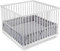 FabiMax Baby Laufgitter 100x100 Weiß lackiert, Stufenlos höhenverstellbar, mit Schlupfsprossen, Laufstall aus massivem Buchenholz (Weiße Sterne)