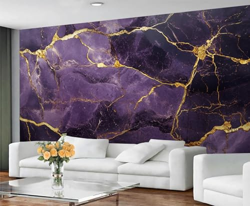 GIVLWF Wallpaper - Purple Marble Home Decor & Mural, Self Adhesive Wallpaper for Living Room, Dark Stone Texture Wall Mural, Abstract Luxury Marble Bedroom Wall Paper, Peel and Stick
