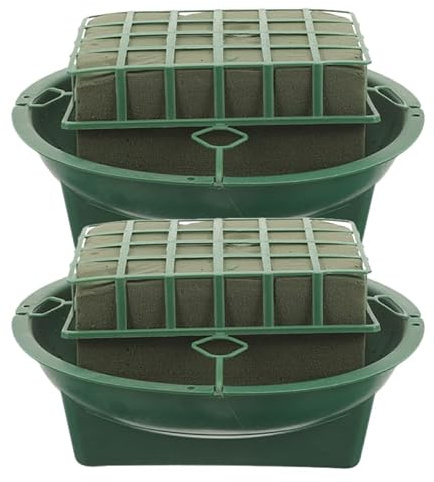 CORHAD 2pcs Floral Foam Cage with Bowl Plastic and Foam Flower Mud Base for Wedding and Flower Shop Arrangements Practical Floral Boxes