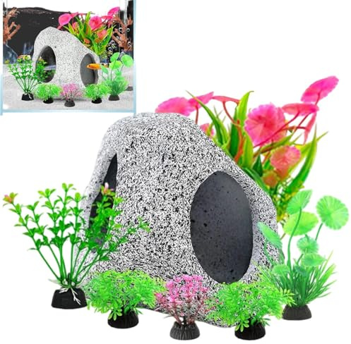 Genérico Decoraciones para Acuarios | Plantas Artificiales de Cerámica y Ornamento de Roca | Plantas Acuáticas - para Betta Camarones Guppys Mascotas Acuáticas Agua Dulce Agua Salada